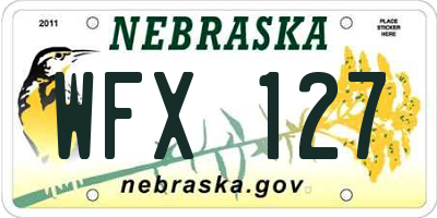 NE license plate WFX127