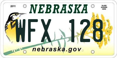 NE license plate WFX128