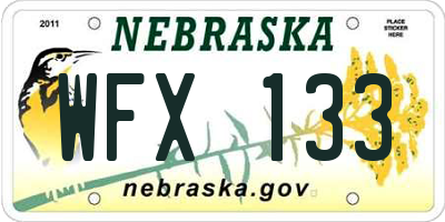 NE license plate WFX133