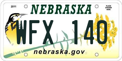 NE license plate WFX140