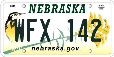 NE license plate WFX142