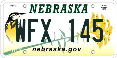 NE license plate WFX145