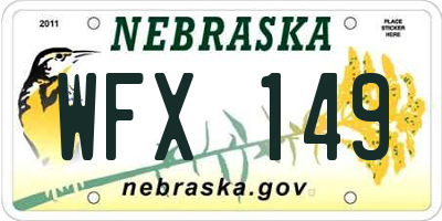 NE license plate WFX149