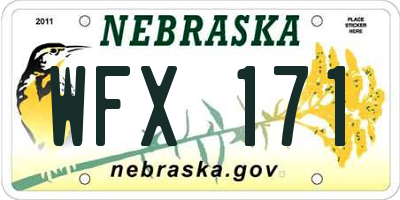 NE license plate WFX171