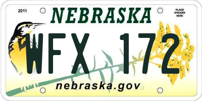 NE license plate WFX172