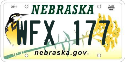 NE license plate WFX177