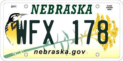 NE license plate WFX178
