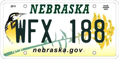 NE license plate WFX188
