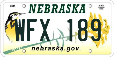 NE license plate WFX189