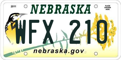 NE license plate WFX210