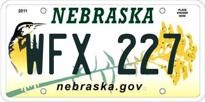 NE license plate WFX227