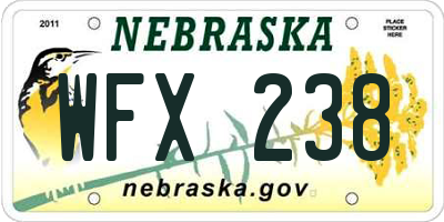 NE license plate WFX238