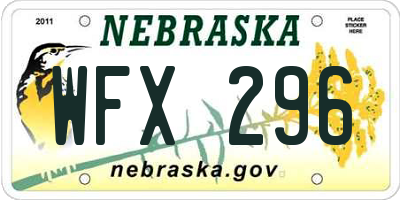 NE license plate WFX296