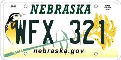 NE license plate WFX321