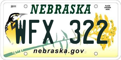 NE license plate WFX322