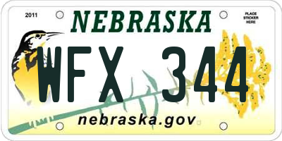NE license plate WFX344