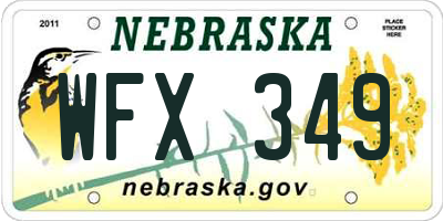 NE license plate WFX349