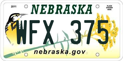 NE license plate WFX375