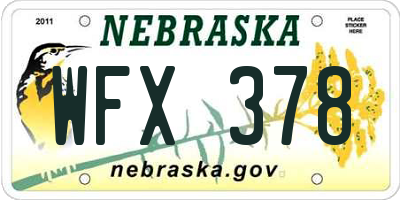 NE license plate WFX378