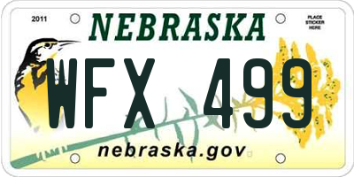 NE license plate WFX499
