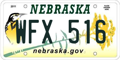 NE license plate WFX516