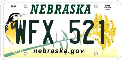 NE license plate WFX521