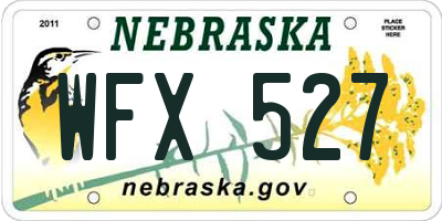 NE license plate WFX527