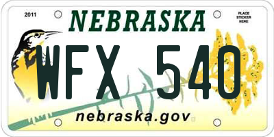 NE license plate WFX540