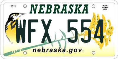 NE license plate WFX554