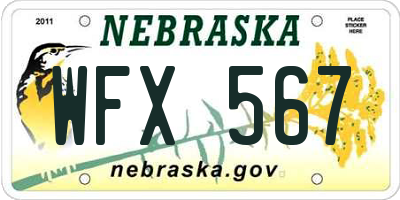 NE license plate WFX567