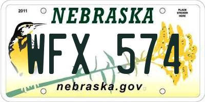 NE license plate WFX574
