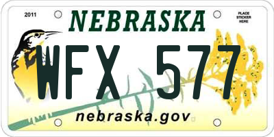 NE license plate WFX577
