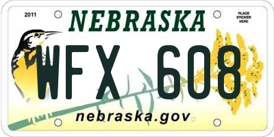NE license plate WFX608