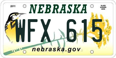 NE license plate WFX615