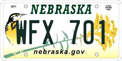 NE license plate WFX701