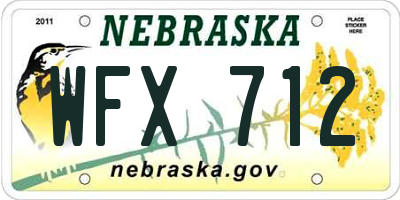 NE license plate WFX712