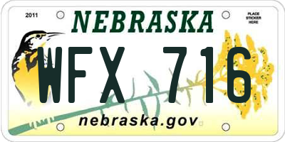 NE license plate WFX716
