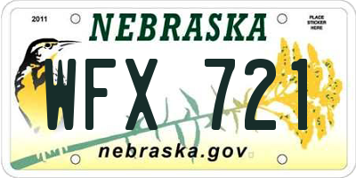 NE license plate WFX721