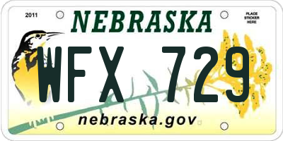 NE license plate WFX729