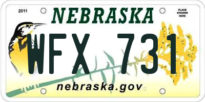 NE license plate WFX731