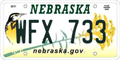 NE license plate WFX733