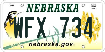 NE license plate WFX734