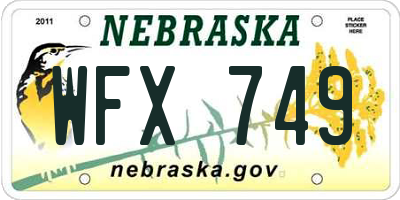 NE license plate WFX749