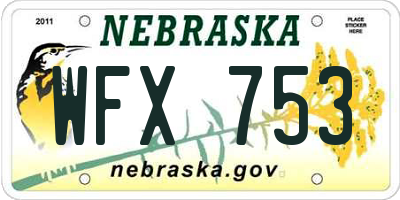 NE license plate WFX753