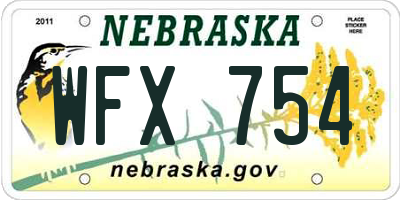 NE license plate WFX754