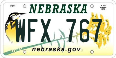 NE license plate WFX767