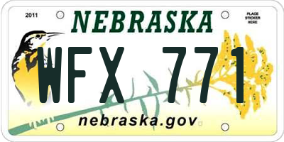 NE license plate WFX771