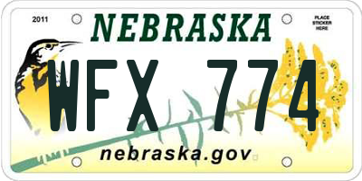 NE license plate WFX774
