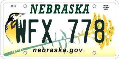 NE license plate WFX778