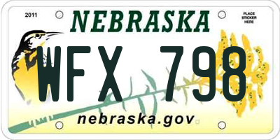 NE license plate WFX798
